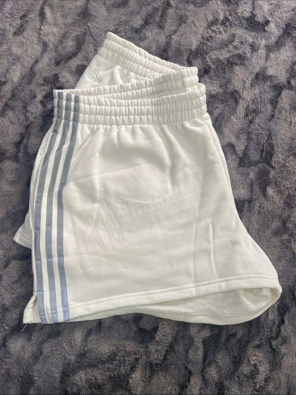 White Women’s Athletic Shorts with Reflective Side Stripes